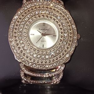 BEBE Faux Diamond Encrusted Wristwatch